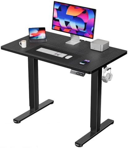 HUANUO 40x24 Inch Electric Standing Desk, Adjustable, Carbon Fiber Black by HUANUO