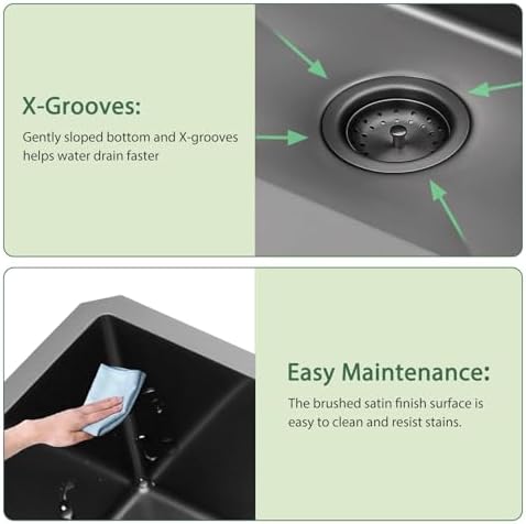 30 Inch Black Undermount 16 Gauge Stainless Steel Kitchen Sink - Image 5