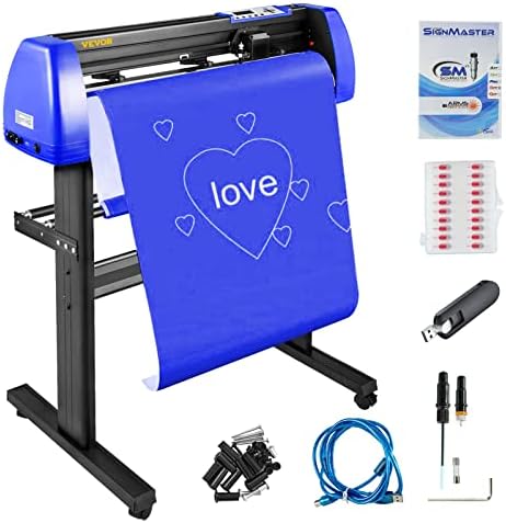 VEVOR Vinyl Cutter 28 Inch Vinyl Cutter Machine with 20 Blades Maximum Paper Feed 720mm Vinyl Plotter Cutter Machine with Sturdy Floor Stand Adjustable Force and Speed for Sign Making by VEVOR