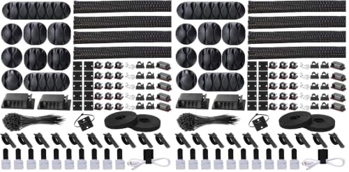 Cord Management Organizer Kit 4 Cable Sleeve split 192PCS Cable Management (Pack of 2) by NNOROCME