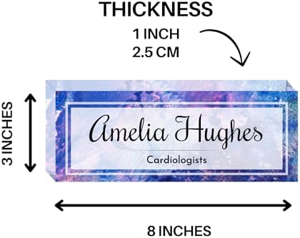 Customized Clear Acrylic Thick 8x3" Desk Name Plate Block with Personalized Logo - Professional Office Decor - Customized Acrylic Plate Gift for Teacher Co-workers (Indigo Dream) - Image 6