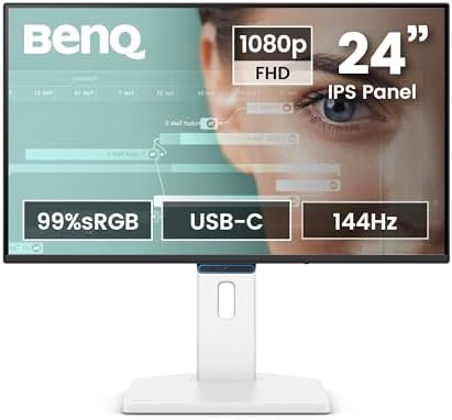 BenQ GW2490TC 23.8" IPS Computer Montior, 1080P FHD, 144Hz, Height and Tilt Adjustable, Home Office, USB-C, Visual Optimizer, Flicker-Free, Low Blue Light, Ultra Slim Bezel, TUV-Certified, Eye-CareU by BenQ