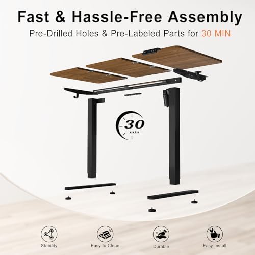 55 Inch Height Adjustable Standing Desk for Home Office, Brown - Image 6
