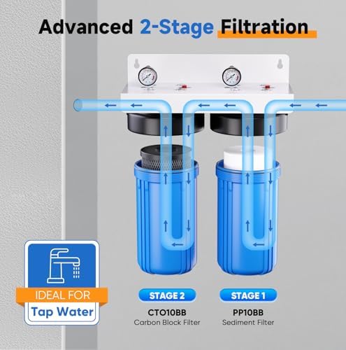PUREPLUS 2-Stage Whole House Water Filter, NSF/ANSI 42, Sediment & Carbon - Image 2