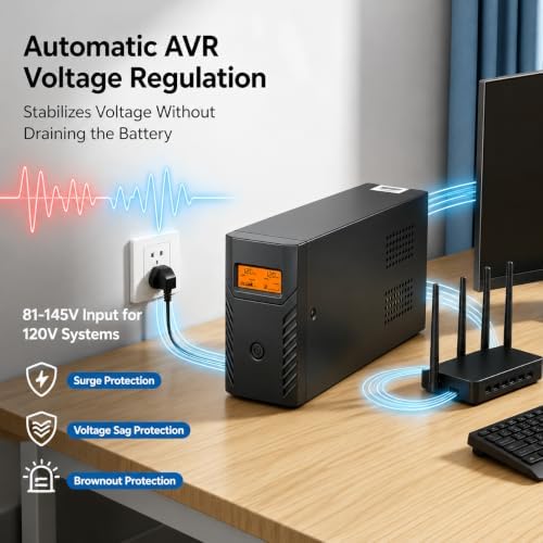 PowMr 1500VA/800W Lithium UPS Battery Backup & Surge Protector - Image 3