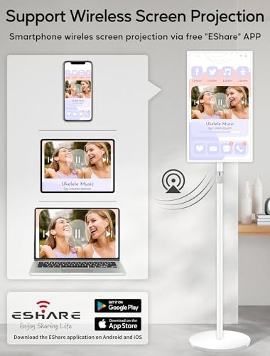 15.6" Digital Signage with 10000mAh Battery, Capacitive Touchscreen Advertising Display, Adjustable Stand, Android 13 Commercial LCD Monitor with Auto Play, Wireless Screen Mirroring, 4+64GB, White - Image 5