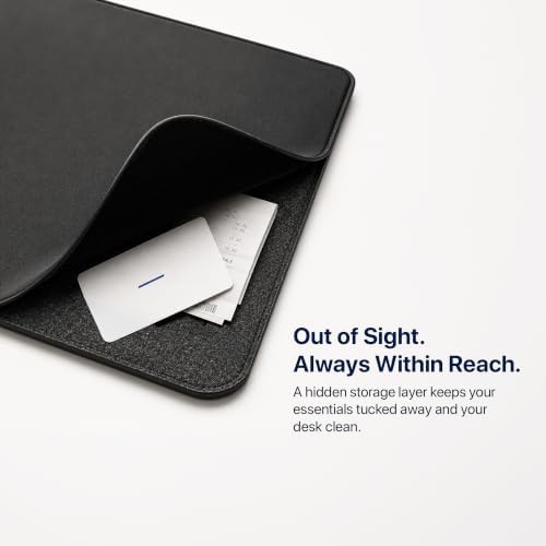 Wireless Charging Mouse Pad & Desk Mat with Detachable MagSafe-Compatible & Qi Charger, Charges Phone + Earbuds, Hidden Storage, XL Vegan Leather Mouse Pad, 30.7" × 14.6"(Grey) - Image 3