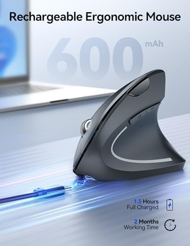 TECKNET Wireless Ergonomic Mouse, Rechargeable Wireless Vertical Mouse - Image 3