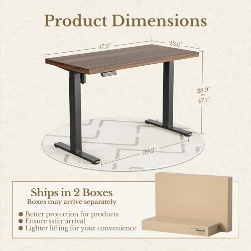 ErGear 48 X 24 Inch Height Adjustable Electric Standing Desk, Black Walnut - Image 2