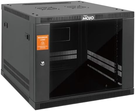 Tecmojo 9U Wall Mount Rack Cabinet, Heavy-Duty 176 Lbs High Load Capacity, 19” Enclosed Server Network Rack with 2 Colling Fans,Glass Door, 23.6” Deep – Elite Collection by Tecmojo