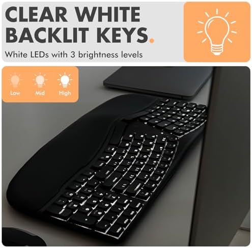 X9 Performance Wireless Mechanical Ergonomic Keyboard - (BT + 2.4G + Wired) - Wireless Mechanical Split Ergonomic Keyboard - Built-in Wrist Cushion, Pink Switch, Backlit, Rechargeable - for PC/Mac - Image 5