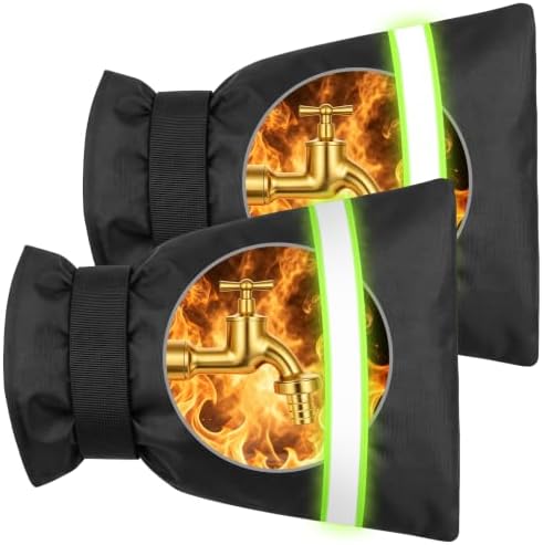 Outdoor Faucet Covers for Winter Freeze Protection, 2 Pack Thickened 8.66" H x 7.09" W Waterproof Hose Bib Covers with Reflective Strips, Reusable Insulated Spigot Socks by Yewltvep