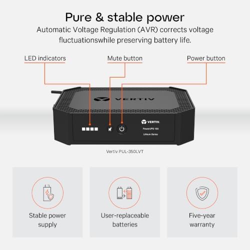 Vertiv Liebert PowerUPS 100 PUL-350LVT Lithium-Ion UPS Battery Backup 350VA - Image 3