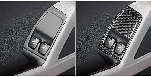 Real Black Carbon Fiber Car Window Lift Switch Control Panel Decoration Trim Sticker Compatible with Benz Smart Fortwo 2011 2012 2013 2014 2015 Auto Interior Accessories 5pcs-Type B - Image 5