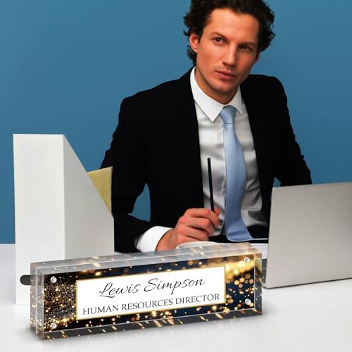 Desk Name Plate Personalized, Desk Double sided pattern Name Plate Personalized Office Desk Decor for Women and Men, Teacher Nurse Boss Employee Appreciation Gifts (starry sky, gift box) - Image 5