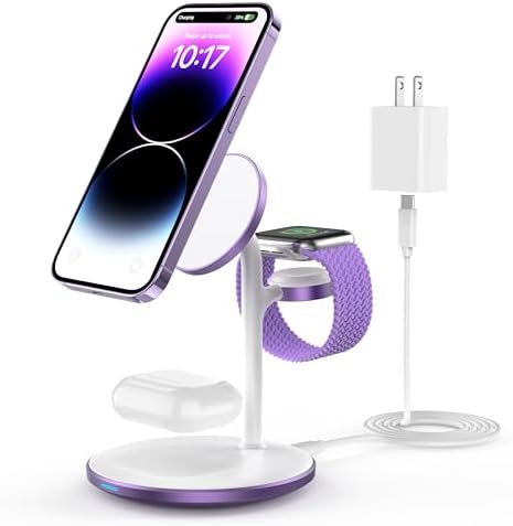 3 in 1 Magnetic Wireless Charging Station for Apple Devices,15W for Magsafe by XooFly