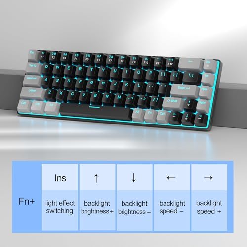 MageGee Portable 60% Mechanical Gaming Keyboard, MK-Box LED Backlit Compact 68 Keys Mini Wired Office Keyboard with Red Switch for Windows Laptop PC Mac - Black/Grey - Image 4