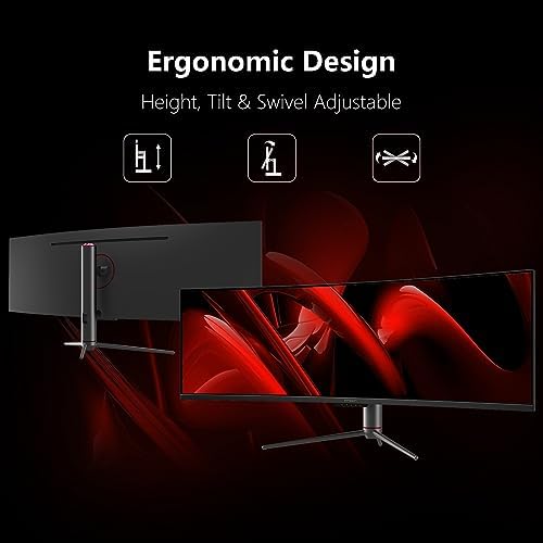 INNOCN 49" Curved Monitor Ultrawide Gaming 5K2K 120Hz 32:9 QHD 5120 x 1440P Computer Monitor, R1800, 99% sRGB, HDR400, USB Type C, DisplayPort, HDMI, Built-in Speakers, Height/Tilt Adjustable - 49C1R - Image 6