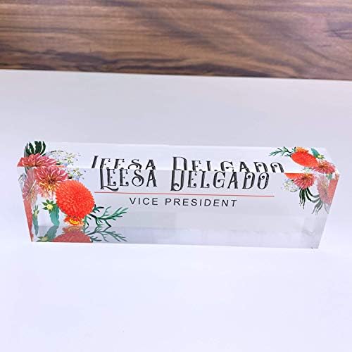 ARTBLOX Personalized Acrylic Desk Name Plate, Autumn Flowers Design - Image 4