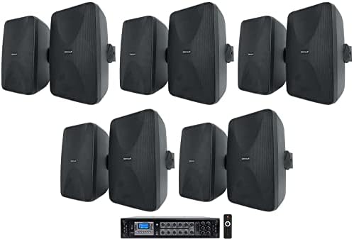 Rockville RCS350-6 6-Zone Commercial Bluetooth Amp, 10 WET-6525B Speakers by Rockville