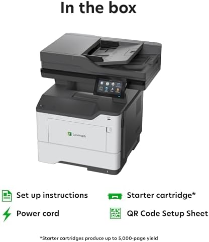 Lexmark MX532adwe Monochrome Laser All-in-One Printer, Integrated Duplex, Energy Star, 4.3-inch Color Touch Screen, Print Speed: Up to 46 ppm, Rec. Monthly Page Volume: 2,000-15,000 Pages(38S0820) - Image 6