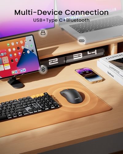 ProtoArc EM15 USB C Mouse, Tri-Mode Bluetooth Mice for Laptop, Gray - Image 2