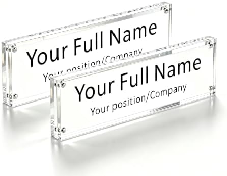 IEEK 2 PCS Acrylic Desk Name Plate for Office,Clear Acrylic Block Nameplate Double Sided Desk Name Plate Holder Business Desk Sign Holder, DIY Your Personalized Name for Desk,2.5x10 Inch by IEEK
