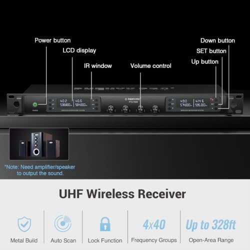 Phenyx Pro 4-Channel UHF Auto Scan Wireless Microphone System PTU-7000-4B - Image 3