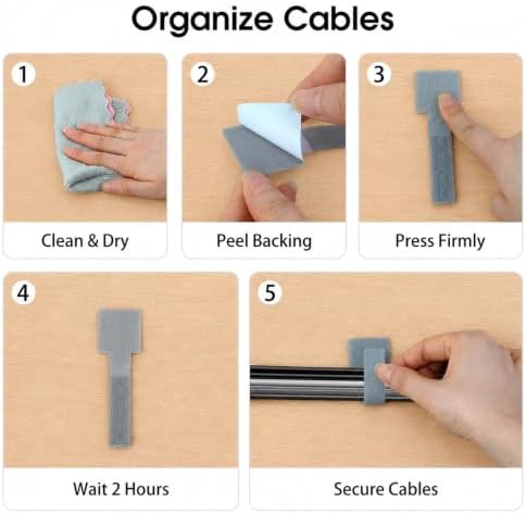 100 Pcs Cable Management Under Desk, Cable Ties, Cord Organizer Straps - Image 7