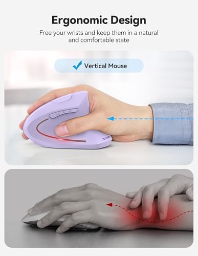 TECKNET Ergonomic Mouse Wireless, Rechargeable Vertical Mice Right Hand - Image 6