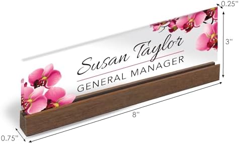ARTBLOX Personalized Acrylic Desk Name Plate, Orchids Flowers, Card Holder - Image 3