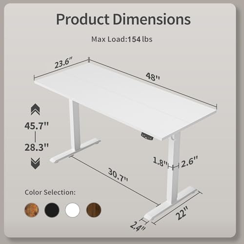 Agilestic 48 * 24 Inch Height Adjustable Electric Standing Desk, White - Image 3
