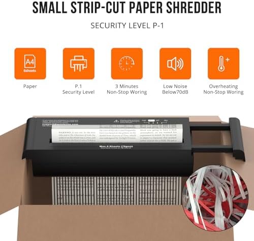 Suntiko 6-Sheet Strip Cut Portable Home Paper Shredder no Basket - Image 2