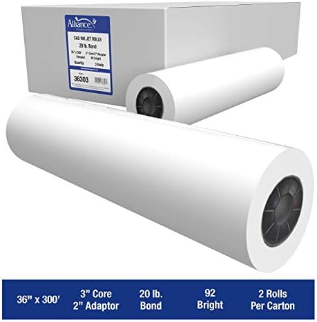 Alliance Wide Format Paper CAD Bond Rolls (20lb | 2 Rolls, 36 In x 300 Ft | 3" Core) - Image 2