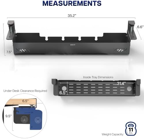 VIVO Black Clamp-On Flip-Open 35 in Cable Management Box, DESK-ACMB35-C - Image 4