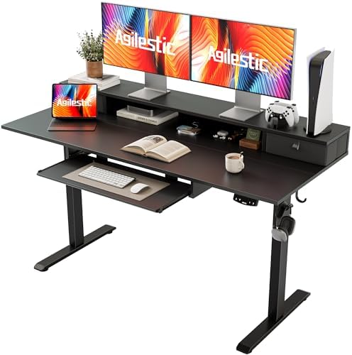 Agilestic 55 Inch Standing Desk with Drawers & Keyboard Tray, Black by Agilestic