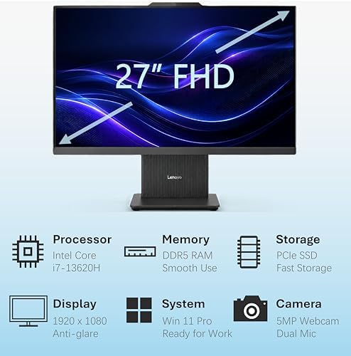 Lenovo IdeaCentre 27" FHD All-in-One Desktop Computer, Intel Core i7-13620H(10-Core, 24MB Smart Cache), 32GB DDR5, 2TB PCIe SSD, Wi-Fi 6, HDMI, USB-C, Wired KB&Mouse, Business AIO, Windows 11 Pro - Image 2