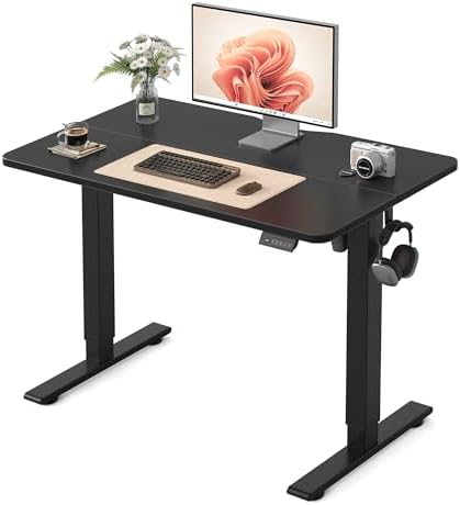 FEZIBO 40" Small Electric Standing Desk Height Adjustable Desk, Black by FEZIBO