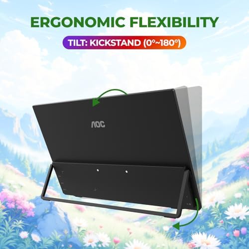 AOC 16" Portable Monitor FHD 60Hz USB-C IPS Ultra Slim Kickstand 16T30 - Image 7