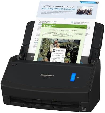ScanSnap iX1400 High-Speed Simple One-Touch Button Color Document, Photo & Receipt Scanner with Auto Document Feeder for Mac or PC, Black by ScanSnap