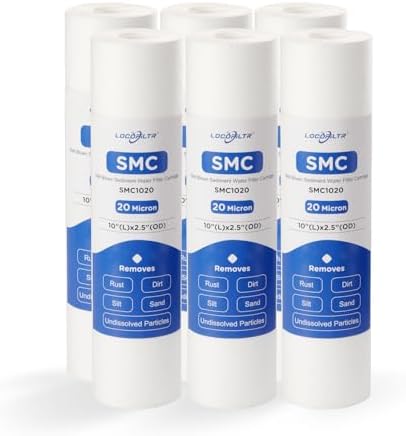20 Micron 10" x 2.5" Whole House Sediment Water Filter Cartridge, 6 Pack by Locofiltr