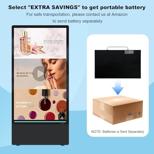 43 inch Outdoor Mobile Digital Signage Display with Road Case, IP65 Waterproof Advertising Display Kiosk, Rechargeable Battery, Brightness Auto-Adjustment and Impact Resistant Screen - Image 2
