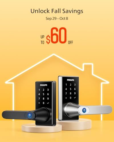 Philips Upgraded Wi-Fi Smart Lock with Handle, Keyless Entry Door Lock, Smart Door Knob, Fingerprint Unlock, App Remote Control, Auto-Lock, Keypad Deadbolt with Lever for Bedrooms, Office, Front Door - Image 2