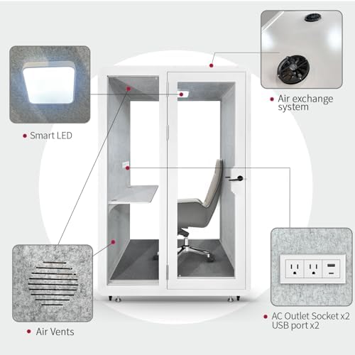 Soundproof Office Pod Booth, Quiet Meeting Pod with Acoustic Panels, Portable Modular Pod, Privacy Booth for Private Phone Calling, One to Two Person Workspace with Sound Isolation W55in D48in H92in - Image 4
