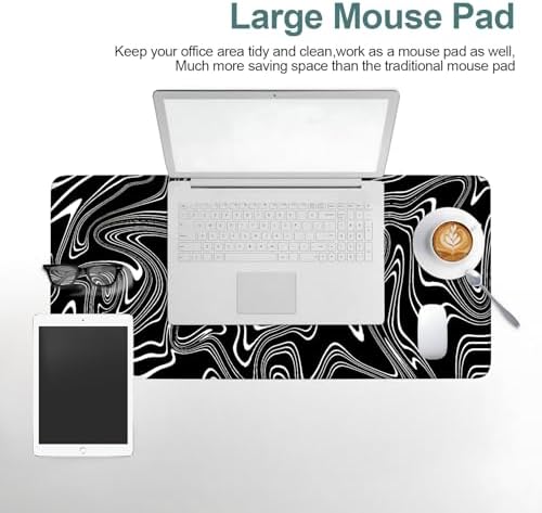 Black White Stripes Gaming Mouse Pad 31.5"x11.8" Large Extended Pad Desk Mat Anti-Slip Rubber Base & Durable Stitched Edges for Gamers Smooth Mouse Pad Writing Surface for Desk Office/Home - Image 7