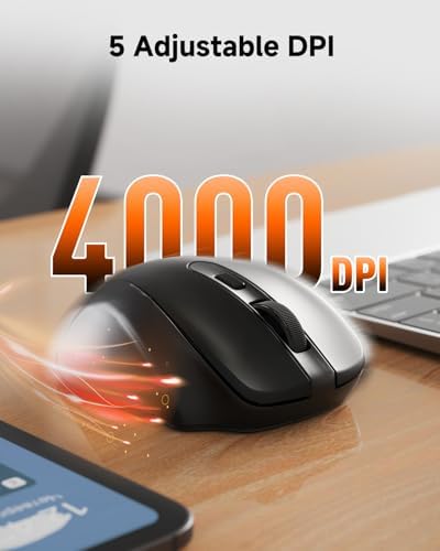 Redragon Wireless Mouse for Laptop, 2.4G Optical Computer Mouse 5-Level 4000DPI, Office Cordless USB Mice, 6 Buttons, 18 Months Battery, Portable for PC, Chromebook, Wins, Mac, Small to Medium Hand - Image 4