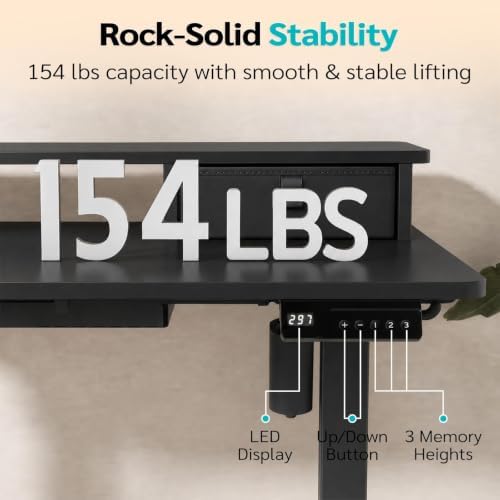 35" x 24" Electric Standing Desk with Dual Drawers, Black - Image 7