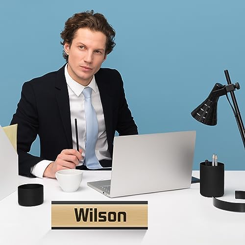 LEIFIDE 12 Pack 2x8 in Aluminum Name Plate Holder for Desk Office, Black - Image 4