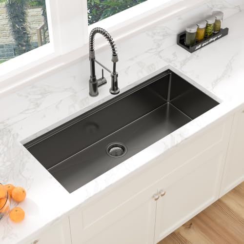 Sarlai 42 Black Undermount Kitchen Sink 42"x19" Workstation Stainless Steel - Image 4