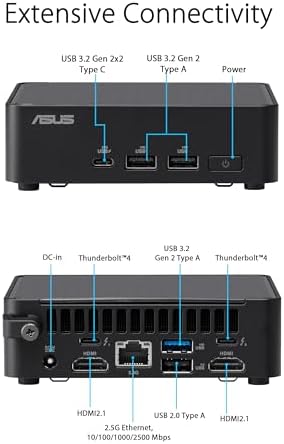 ASUS NUC 14 Pro Tall Barebone with Intel 14thGen Core Ultra 7 155H (NPU Support), up to 96GB DDR5 RAM, Triple Storage, Thunderbolt 4, Wi-Fi 6E & Bluetooth 5.3, Toolless Chassis Access, with VESA Mount - Image 4